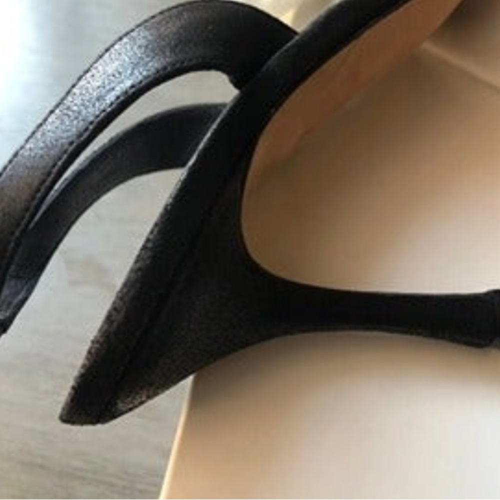 Manolo Blahnik Selunga Silk and Leather Slingback Sandals in Black - Picture 5 of 11